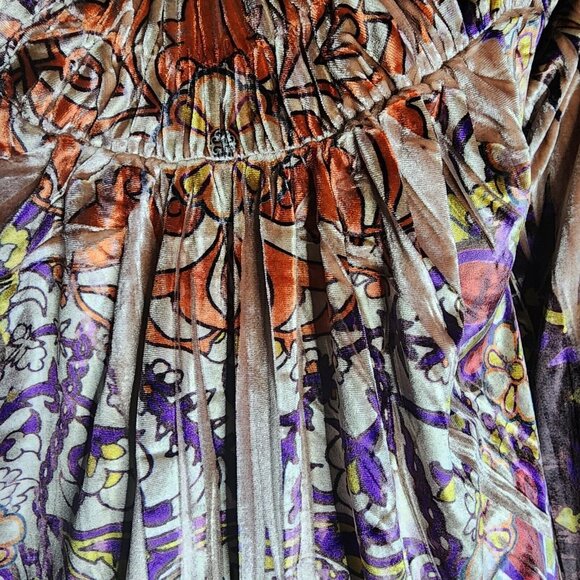 ONE WORLD Purple Orange Sublimation Long Sleeve Velvet Velour Top Womens XL - Picture 6 of 8